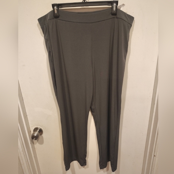 Susan Graver Everyday Gray Straight Leg Liquid Knit Pull-On Pants Sz XLP Travel - Picture 1 of 6